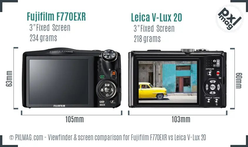Fujifilm F770EXR vs Leica V-Lux 20 Screen and Viewfinder comparison