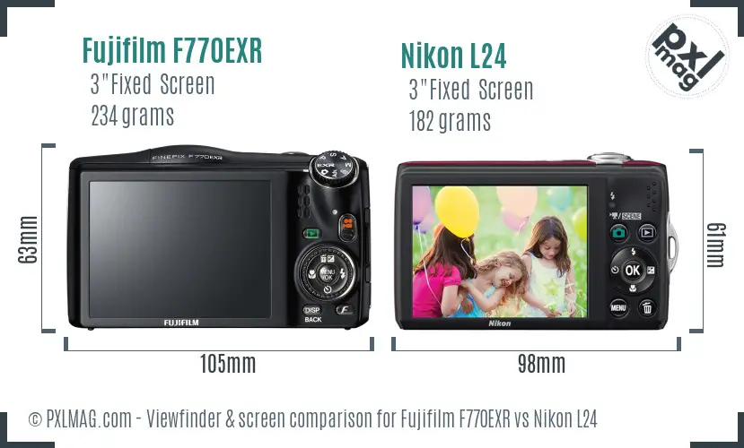 Fujifilm F770EXR vs Nikon L24 Screen and Viewfinder comparison