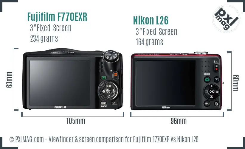 Fujifilm F770EXR vs Nikon L26 Screen and Viewfinder comparison