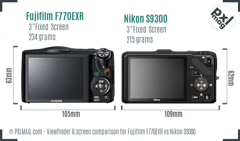 Fujifilm F770EXR vs Nikon S9300 Screen and Viewfinder comparison