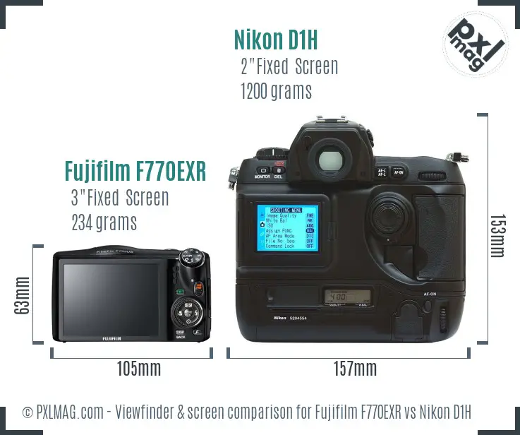 Fujifilm F770EXR vs Nikon D1H Screen and Viewfinder comparison