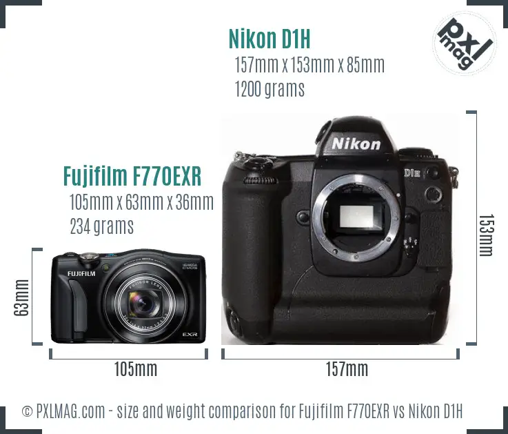 Fujifilm F770EXR vs Nikon D1H size comparison