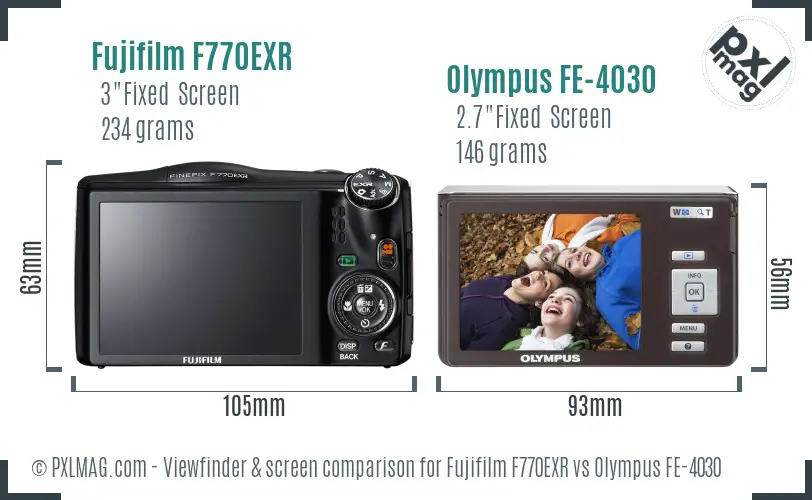 Fujifilm F770EXR vs Olympus FE-4030 Screen and Viewfinder comparison