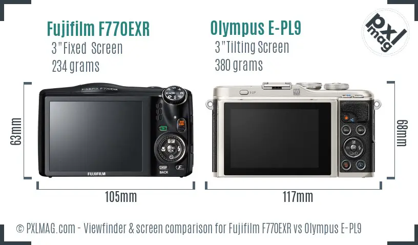 Fujifilm F770EXR vs Olympus E-PL9 Screen and Viewfinder comparison