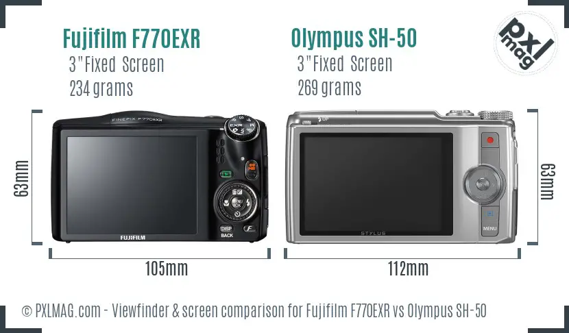 Fujifilm F770EXR vs Olympus SH-50 Screen and Viewfinder comparison