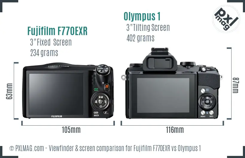 Fujifilm F770EXR vs Olympus 1 Screen and Viewfinder comparison