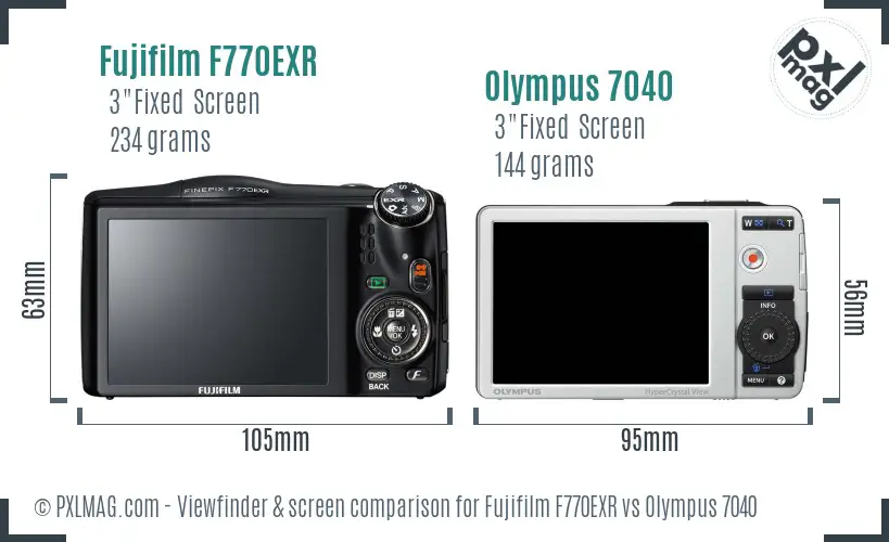 Fujifilm F770EXR vs Olympus 7040 Screen and Viewfinder comparison