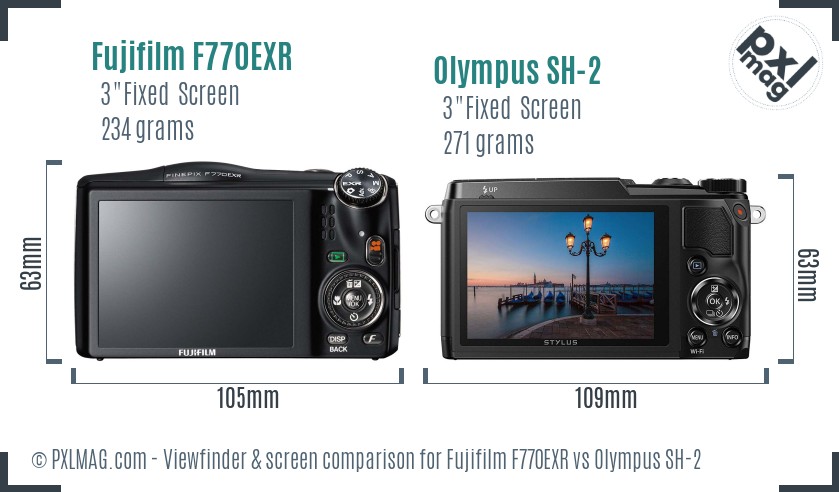 Fujifilm F770EXR vs Olympus SH-2 Screen and Viewfinder comparison