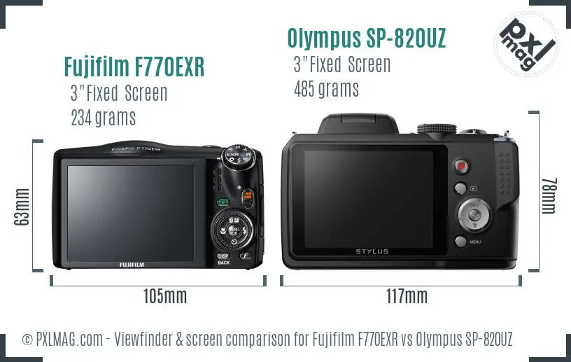 Fujifilm F770EXR vs Olympus SP-820UZ Screen and Viewfinder comparison Fujifilm F770EXR vs Olympus SP-820UZ Screen and Viewfinder comparison