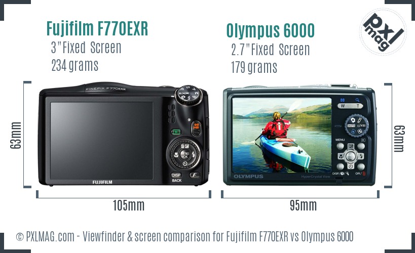 Fujifilm F770EXR vs Olympus 6000 Screen and Viewfinder comparison