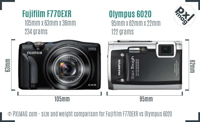 Fujifilm F770EXR vs Olympus 6020 size comparison Fujifilm F770EXR vs Olympus 6020 size comparison