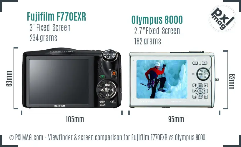 Fujifilm F770EXR vs Olympus 8000 Screen and Viewfinder comparison