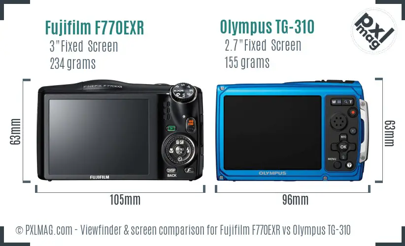 Fujifilm F770EXR vs Olympus TG-310 Screen and Viewfinder comparison Fujifilm F770EXR vs Olympus TG-310 Screen and Viewfinder comparison