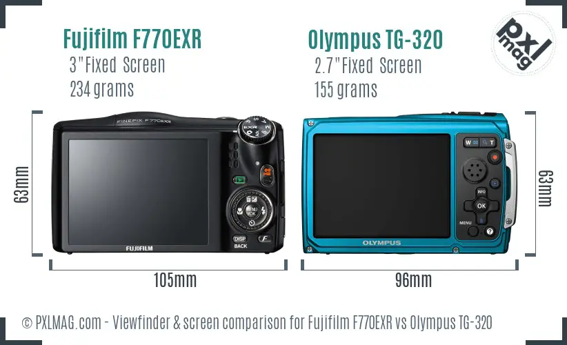 Fujifilm F770EXR vs Olympus TG-320 Screen and Viewfinder comparison Fujifilm F770EXR vs Olympus TG-320 Screen and Viewfinder comparison