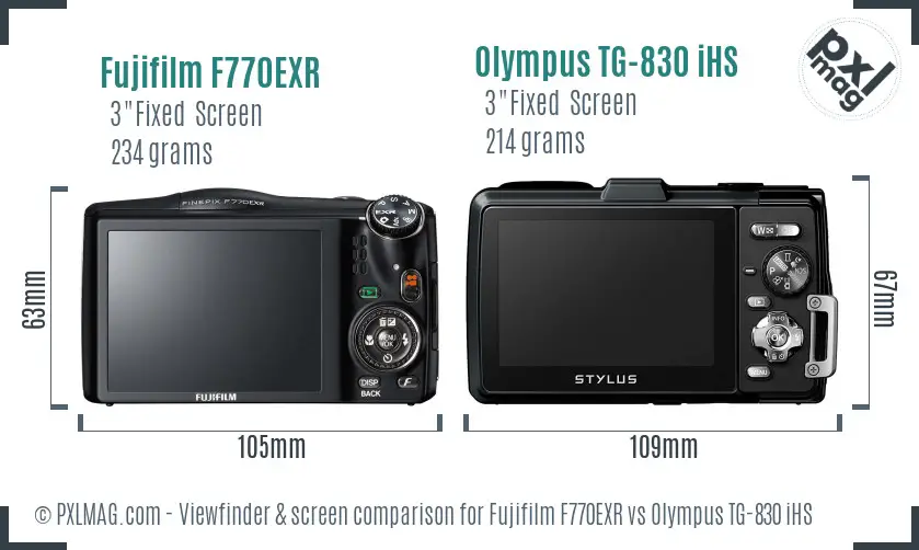Fujifilm F770EXR vs Olympus TG-830 iHS Screen and Viewfinder comparison Fujifilm F770EXR vs Olympus TG-830 iHS Screen and Viewfinder comparison