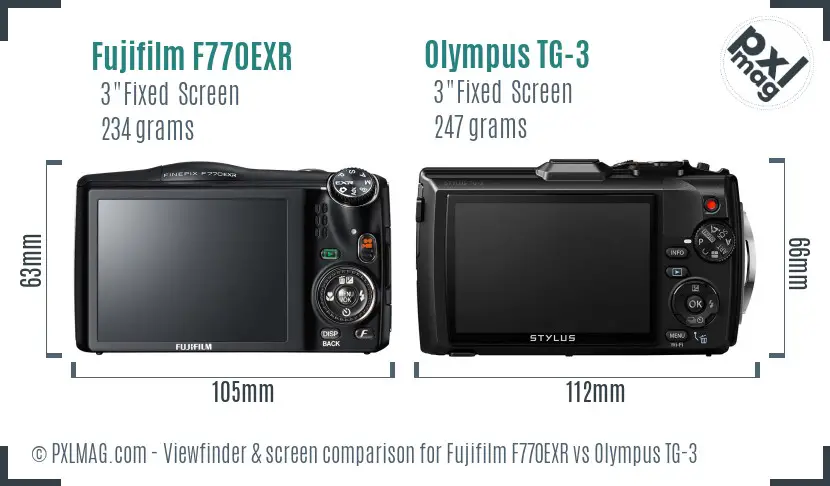 Fujifilm F770EXR vs Olympus TG-3 Screen and Viewfinder comparison