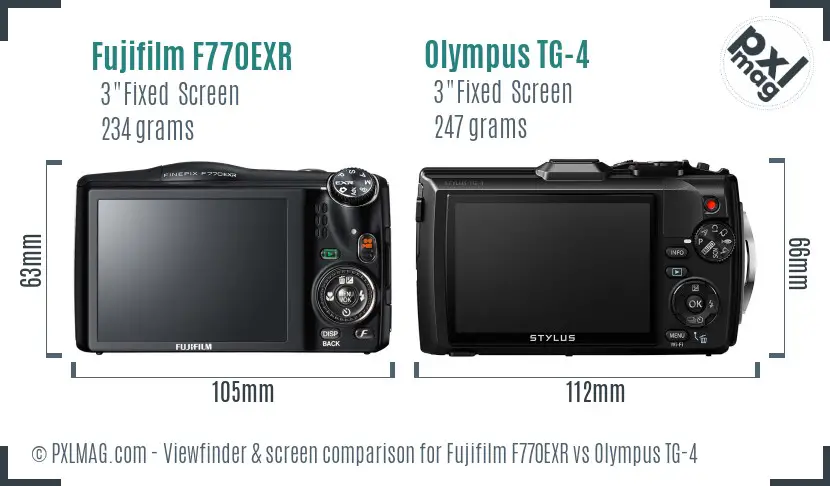 Fujifilm F770EXR vs Olympus TG-4 Screen and Viewfinder comparison