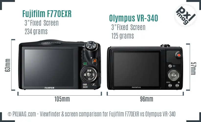 Fujifilm F770EXR vs Olympus VR-340 Screen and Viewfinder comparison