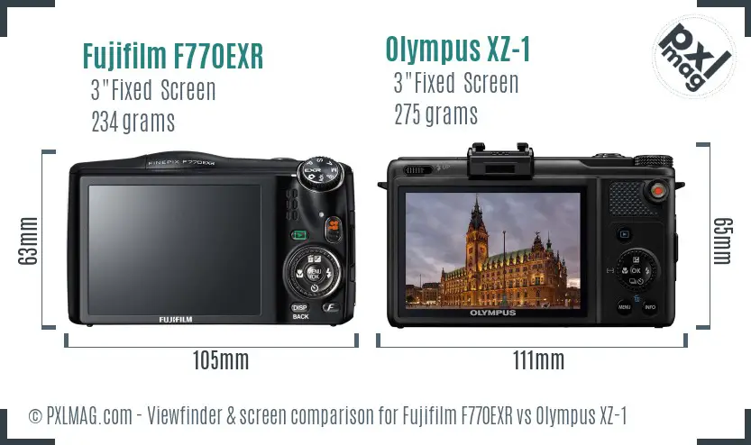 Fujifilm F770EXR vs Olympus XZ-1 Screen and Viewfinder comparison Fujifilm F770EXR vs Olympus XZ-1 Screen and Viewfinder comparison