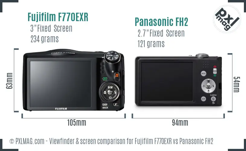 Fujifilm F770EXR vs Panasonic FH2 Screen and Viewfinder comparison