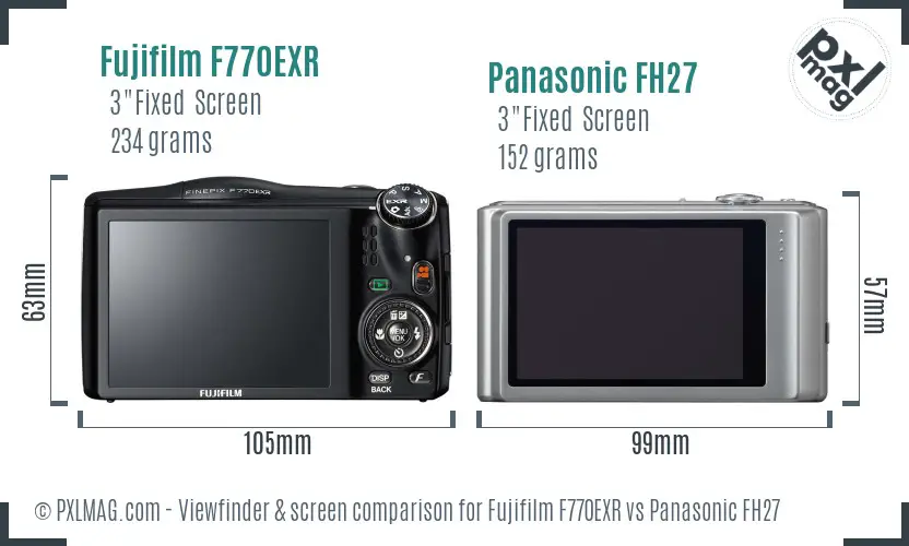 Fujifilm F770EXR vs Panasonic FH27 Screen and Viewfinder comparison
