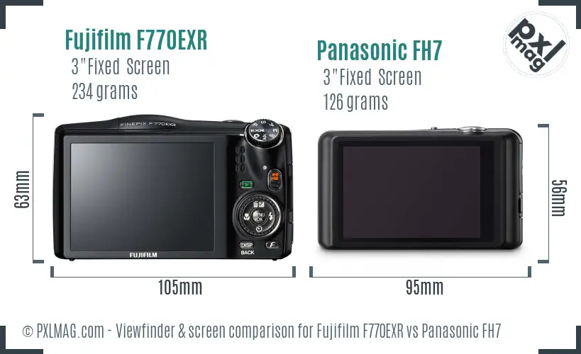 Fujifilm F770EXR vs Panasonic FH7 Screen and Viewfinder comparison Fujifilm F770EXR vs Panasonic FH7 Screen and Viewfinder comparison