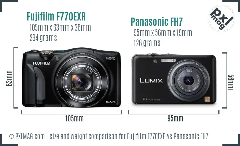 Fujifilm F770EXR vs Panasonic FH7 size comparison Fujifilm F770EXR vs Panasonic FH7 size comparison