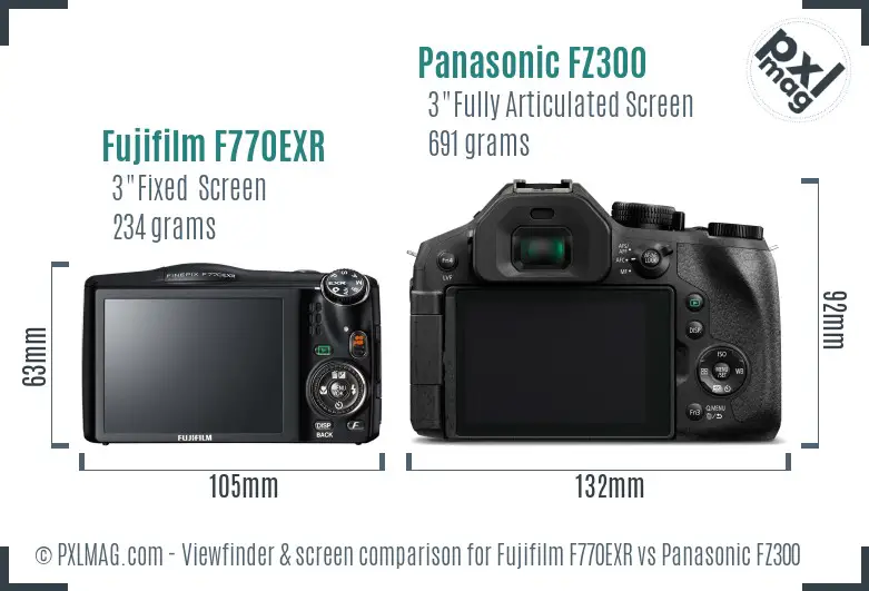 Fujifilm F770EXR vs Panasonic FZ300 Screen and Viewfinder comparison