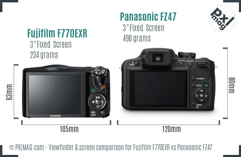 Fujifilm F770EXR vs Panasonic FZ47 Screen and Viewfinder comparison