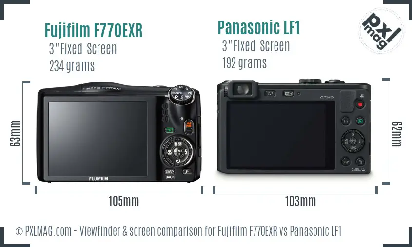 Fujifilm F770EXR vs Panasonic LF1 Screen and Viewfinder comparison