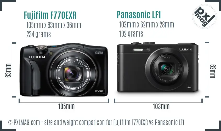 Fujifilm F770EXR vs Panasonic LF1 size comparison Fujifilm F770EXR vs Panasonic LF1 size comparison