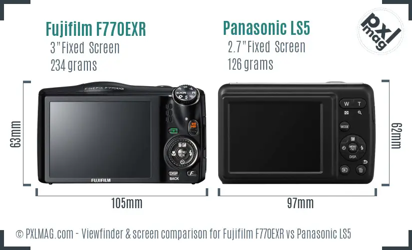 Fujifilm F770EXR vs Panasonic LS5 Screen and Viewfinder comparison