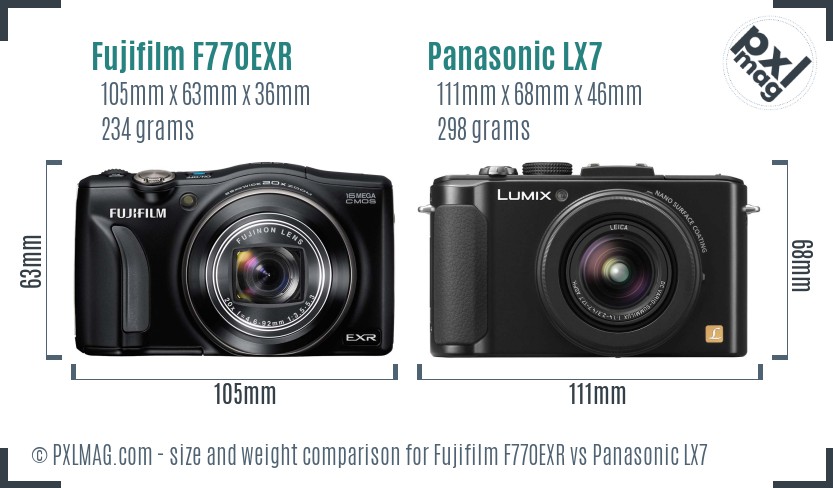 Fujifilm F770EXR vs Panasonic LX7 size comparison Fujifilm F770EXR vs Panasonic LX7 size comparison