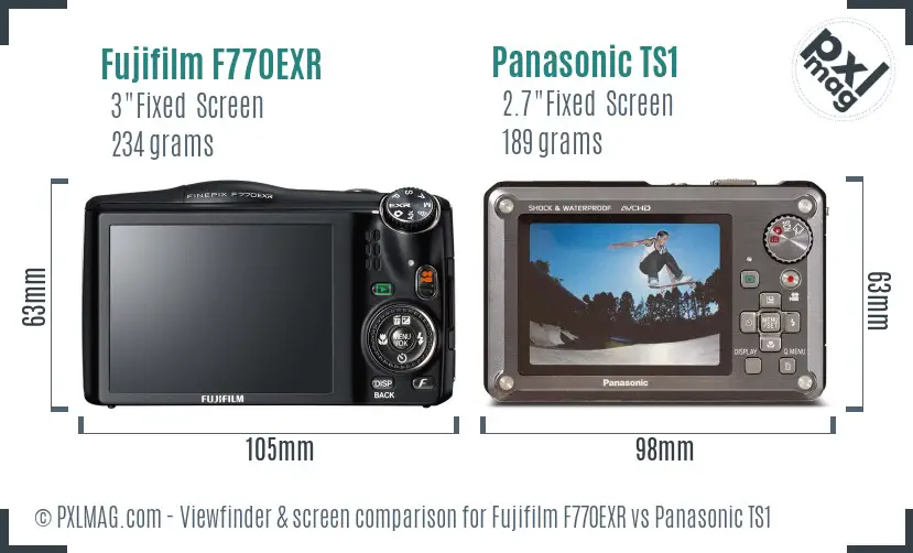 Fujifilm F770EXR vs Panasonic TS1 Screen and Viewfinder comparison