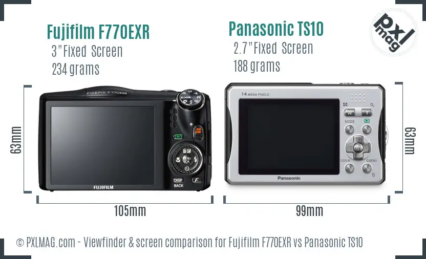 Fujifilm F770EXR vs Panasonic TS10 Screen and Viewfinder comparison Fujifilm F770EXR vs Panasonic TS10 Screen and Viewfinder comparison