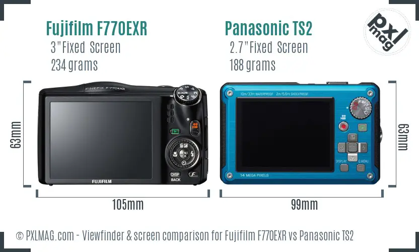 Fujifilm F770EXR vs Panasonic TS2 Screen and Viewfinder comparison