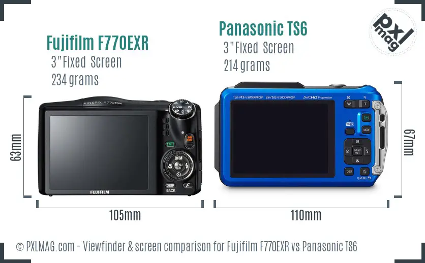 Fujifilm F770EXR vs Panasonic TS6 Screen and Viewfinder comparison Fujifilm F770EXR vs Panasonic TS6 Screen and Viewfinder comparison