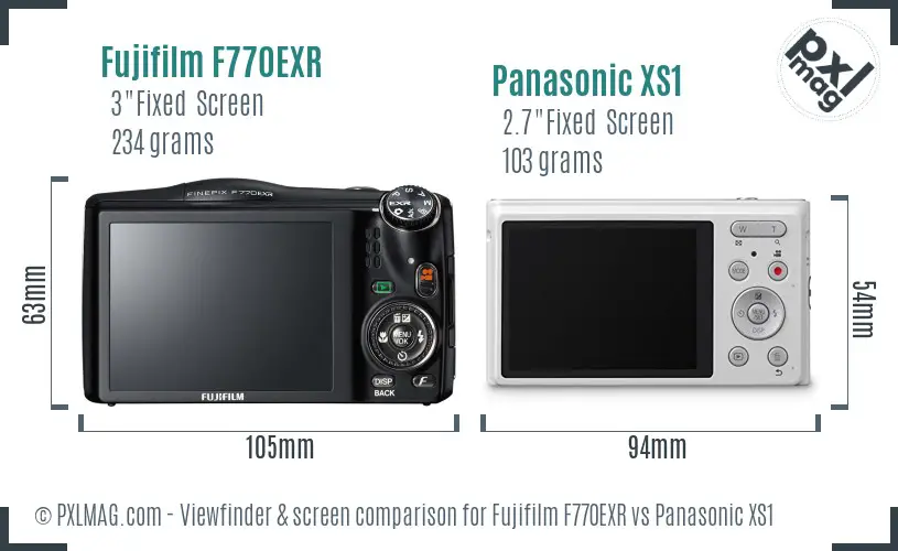 Fujifilm F770EXR vs Panasonic XS1 Screen and Viewfinder comparison