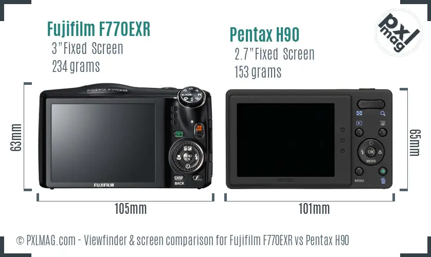 Fujifilm F770EXR vs Pentax H90 Screen and Viewfinder comparison