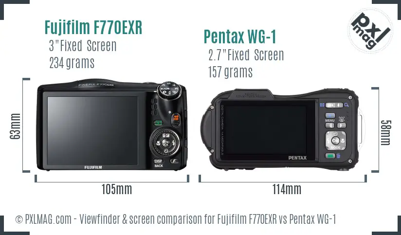 Fujifilm F770EXR vs Pentax WG-1 Screen and Viewfinder comparison Fujifilm F770EXR vs Pentax WG-1 Screen and Viewfinder comparison