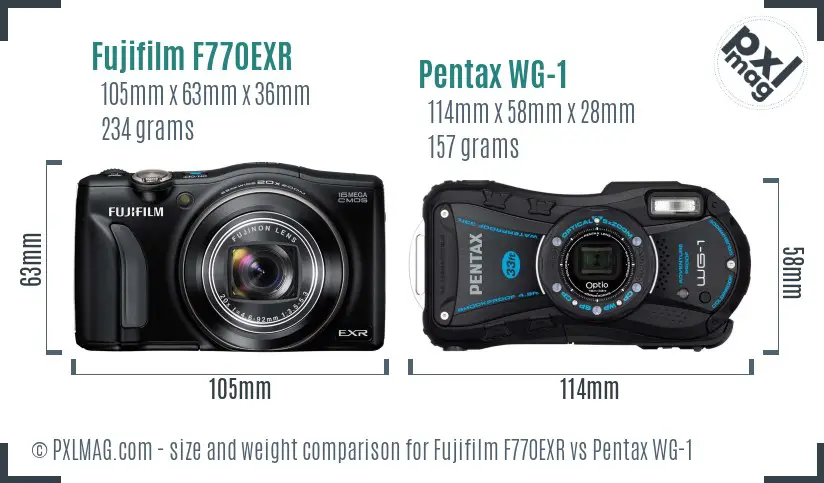 Fujifilm F770EXR vs Pentax WG-1 size comparison Fujifilm F770EXR vs Pentax WG-1 size comparison