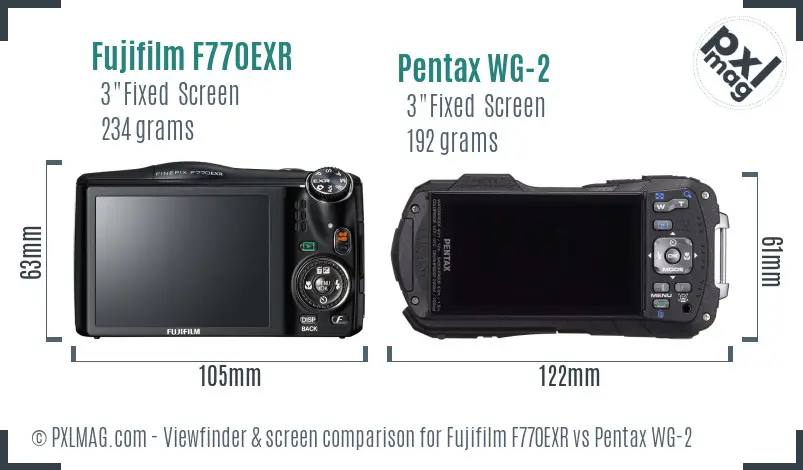 Fujifilm F770EXR vs Pentax WG-2 Screen and Viewfinder comparison