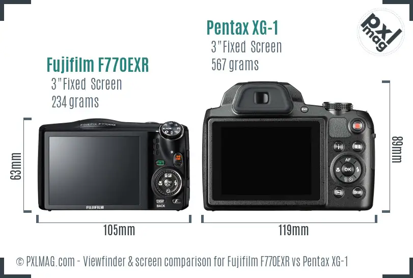 Fujifilm F770EXR vs Pentax XG-1 Screen and Viewfinder comparison