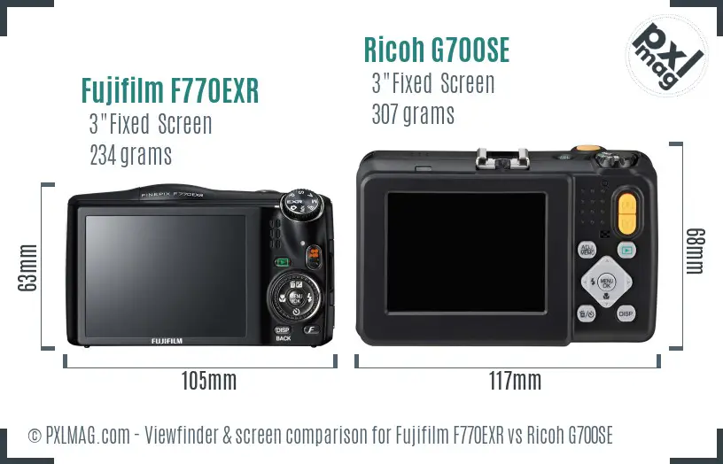 Fujifilm F770EXR vs Ricoh G700SE Screen and Viewfinder comparison