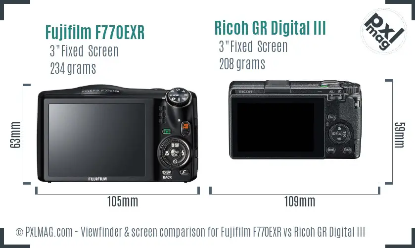 Fujifilm F770EXR vs Ricoh GR Digital III Screen and Viewfinder comparison Fujifilm F770EXR vs Ricoh GR Digital III Screen and Viewfinder comparison