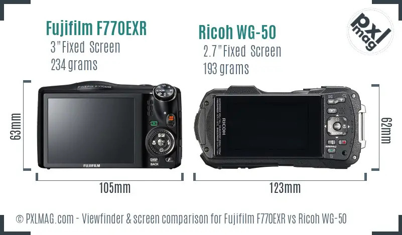 Fujifilm F770EXR vs Ricoh WG-50 Screen and Viewfinder comparison