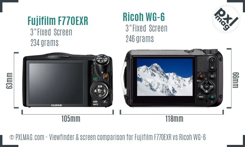 Fujifilm F770EXR vs Ricoh WG-6 Screen and Viewfinder comparison