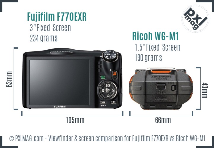 Fujifilm F770EXR vs Ricoh WG-M1 Screen and Viewfinder comparison