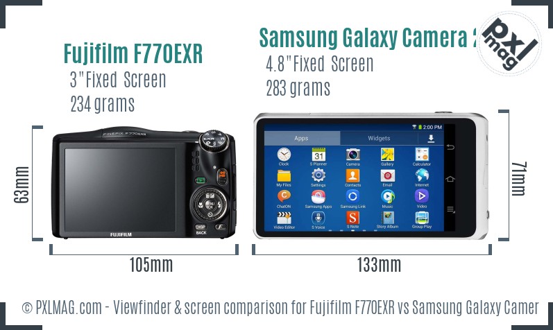 Fujifilm F770EXR vs Samsung Galaxy Camera 2 Screen and Viewfinder comparison
