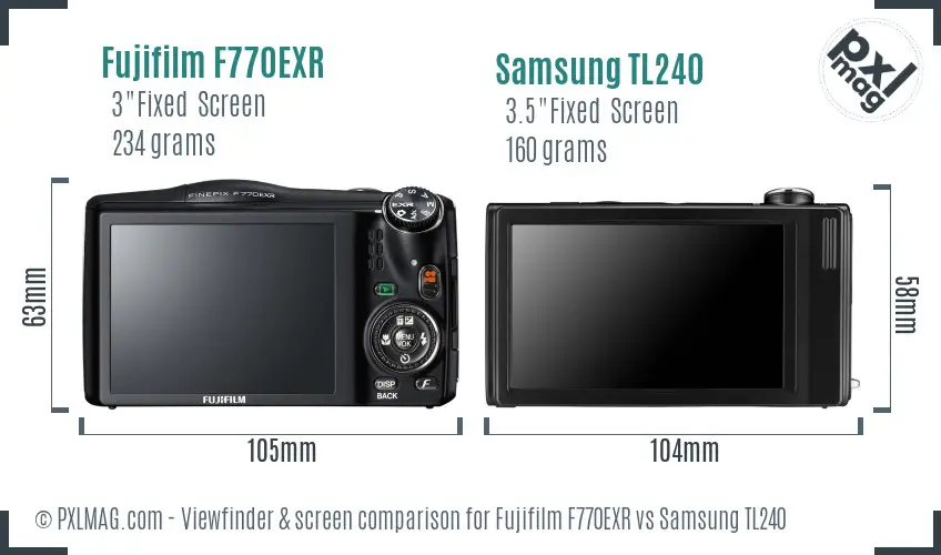 Back screen comparison of Fujifilm F770EXR and Samsung TL240